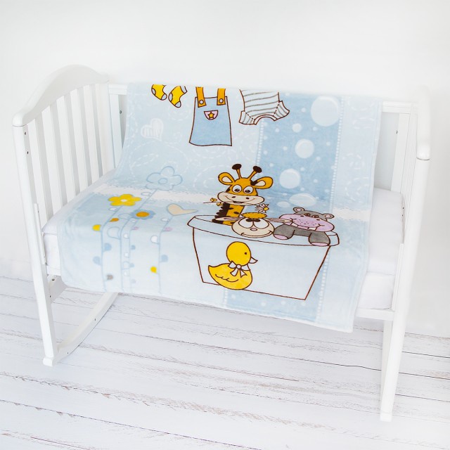 фото Плед Baby Nice Micro Flannel "Купание", Y21264/5BL, голубой, 100 х 118 см