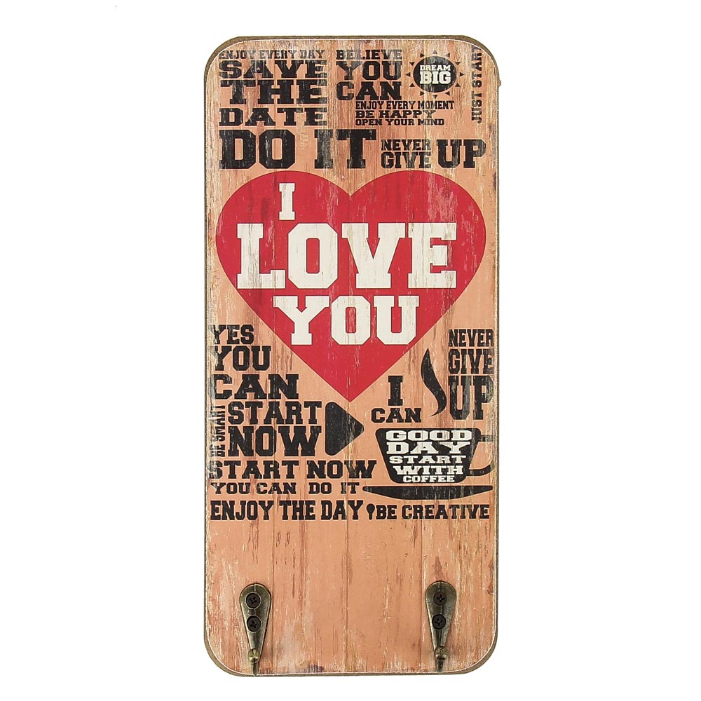 фото Вешалка настенная RICH LINE Home Decor I love you PP-140657-iLoveYou, бежевый, коричневый, 24 см