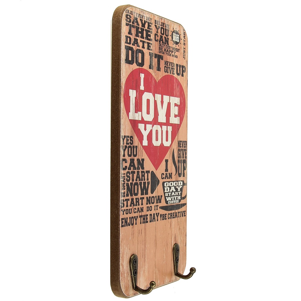 фото Вешалка настенная RICH LINE Home Decor I love you PP-140657-iLoveYou, бежевый, коричневый, 24 см