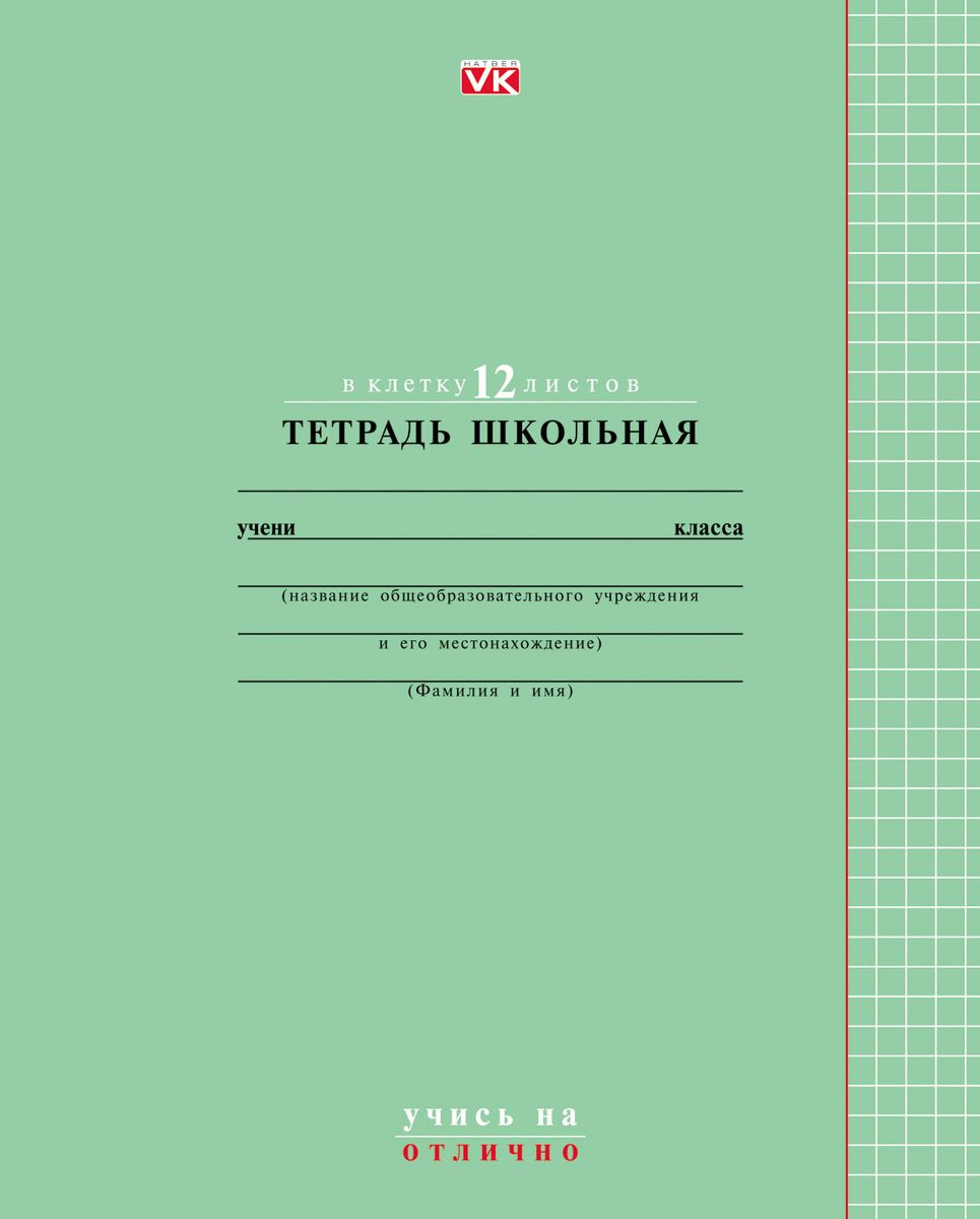 фото Набор тетрадей Ваш Канцтоварищ VK, 12Т5C1_17593, зеленый, A5, 12 листов в клетку, 25 шт