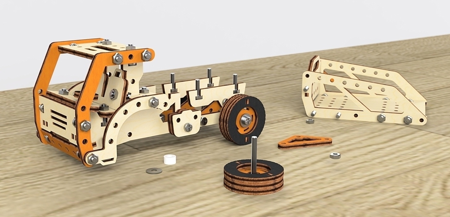 фото Конструктор 3D деревянный M-Wood Грузовик-самосвал, винтовой