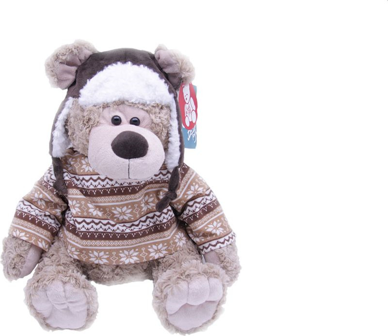 Мягкая игрушка Magic Bear Toys Мишка Рэймонд в шапке-ушанке и свитере, 200895/13, высота 32 см