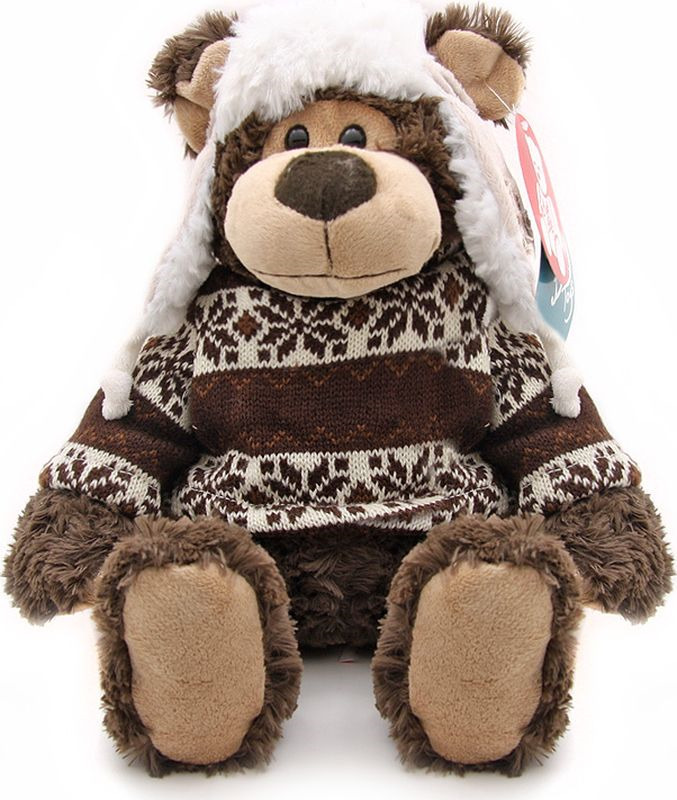 Мягкая игрушка Magic Bear Toys Мишка Дастин в шапке-ушанке и свитере, 102032A/10, высота 25 см