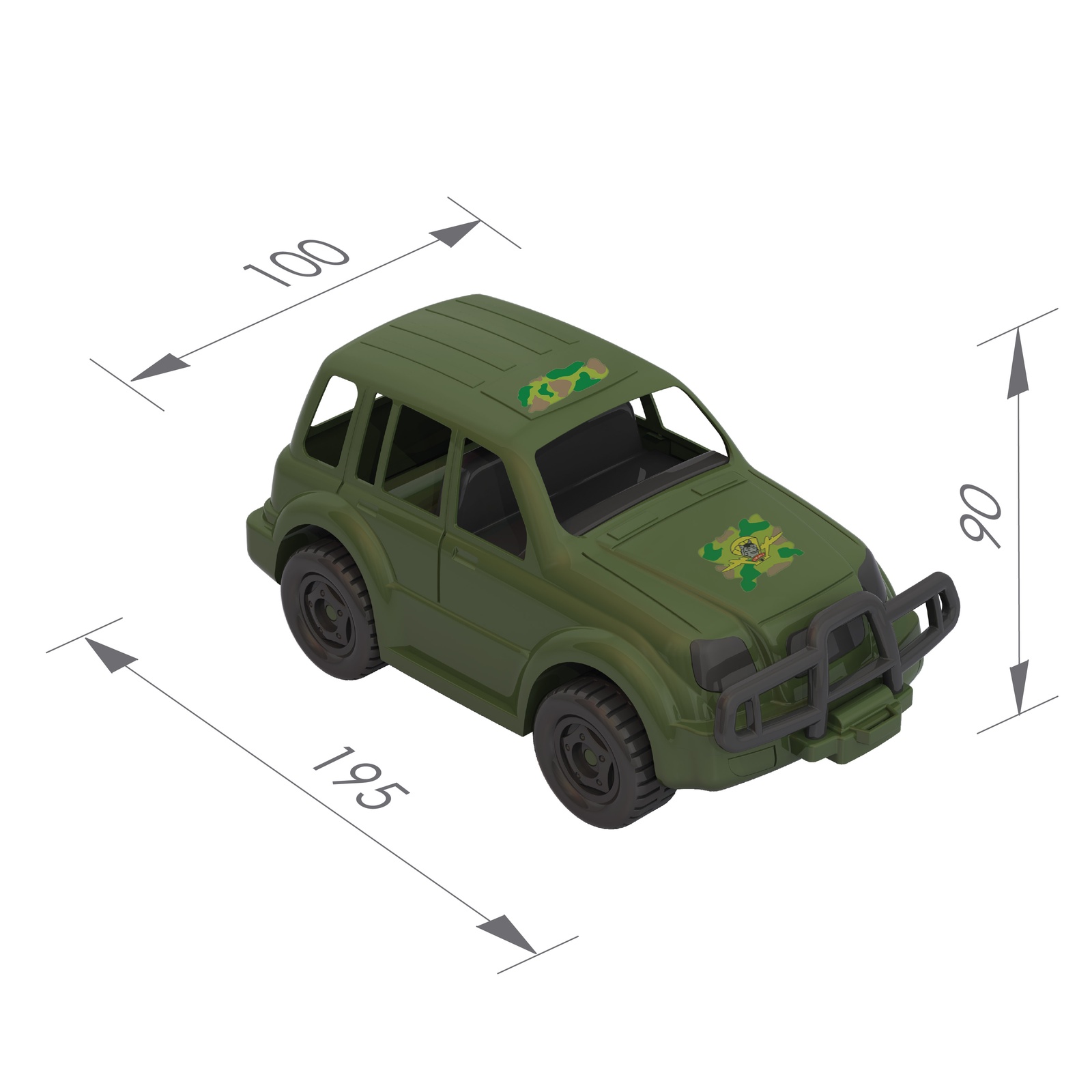 фото Джип Нордпласт "Армейский", 255, зеленый, 9x10x19.5 см