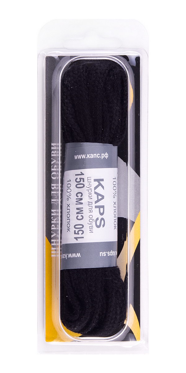Шнурки Kaps C-405150, черный, 150 см, 2 шт