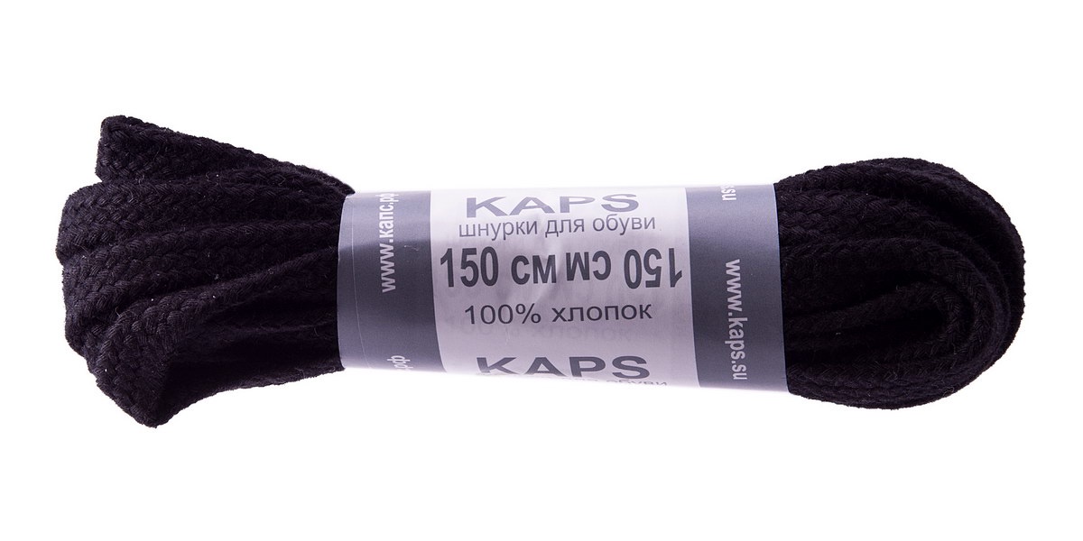 фото Шнурки Kaps C-405150, черный, 150 см, 2 шт