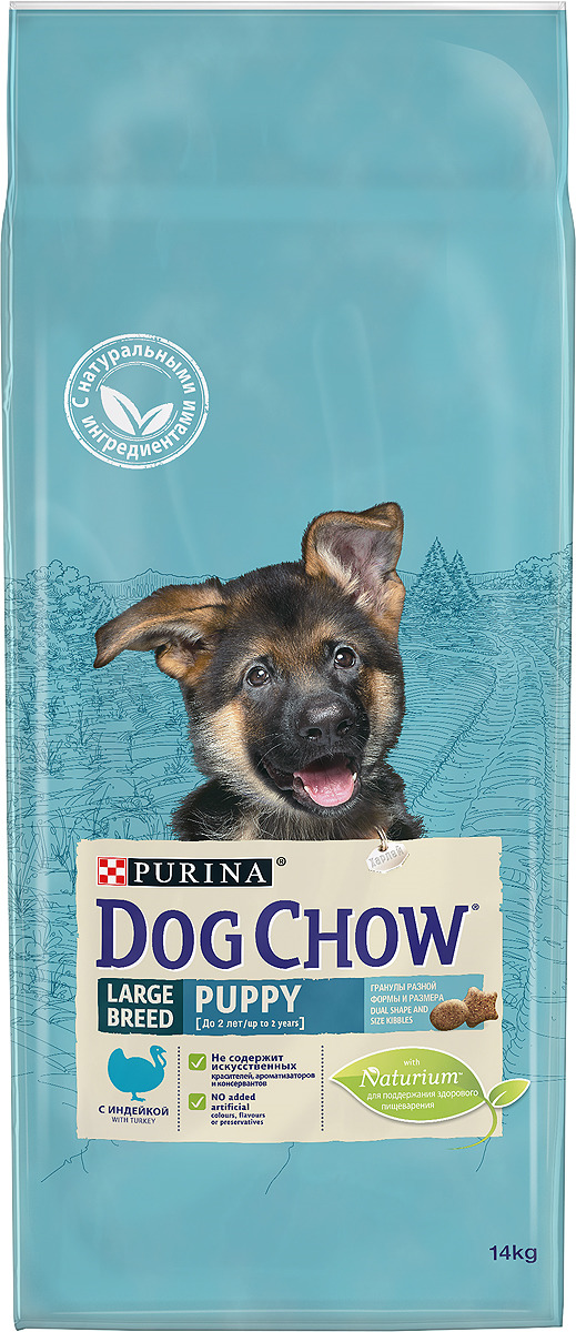 фото Корм сухой "Dog Chow" для щенков крупных пород, с индейкой, 14 кг