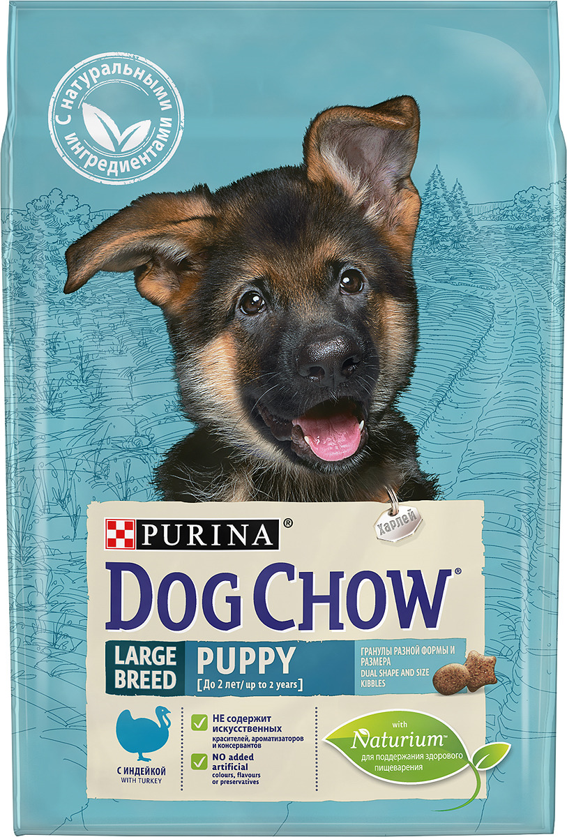 фото Сухой корм "Dog Chow" для щенков крупных пород, с индейкой, 2,5 кг