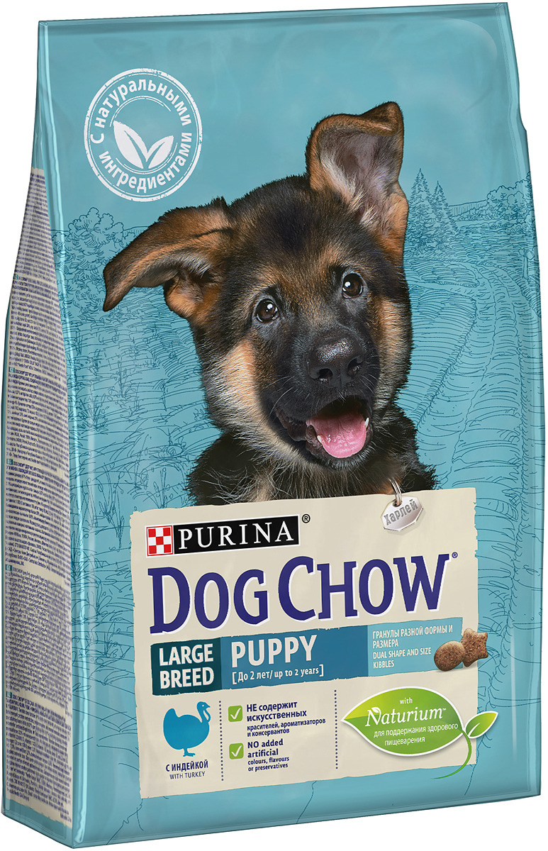 фото Сухой корм "Dog Chow" для щенков крупных пород, с индейкой, 2,5 кг