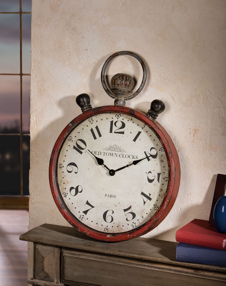 фото Часы настенные Хит-декор "Old Town Clocks", 03366, красно-серый, 35х50 см Хит - декор