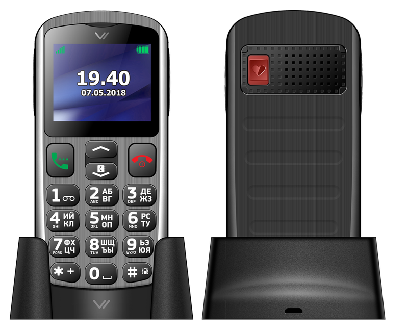 фото Мобильный телефон Vertex C317, серебристый, черный