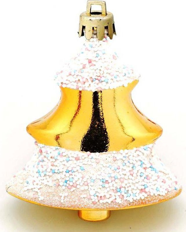 фото Подвесное украшение Яркий Праздник "Елочка со снегом", цвет: золотистый, 6 х 16 х 2 см