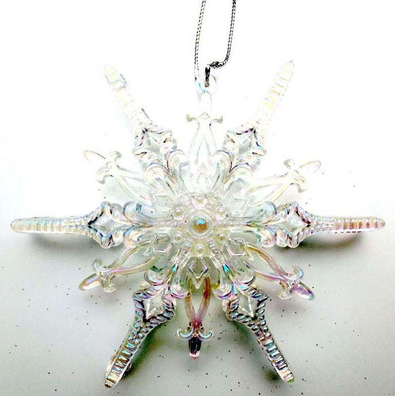 фото Подвесное украшение Яркий Праздник "Звезда двойная", цвет: прозрачный, 13 х 13 см
