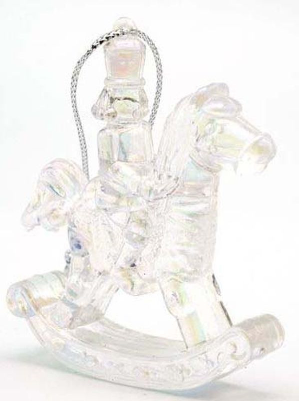 фото Подвесное украшение Яркий Праздник "Морозный солдатик на лошадке", цвет: прозрачный, 7 х 8 см