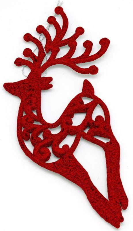 фото Подвесное украшение Яркий Праздник "Олень ажурный", цвет: красный, 18 х 8 см