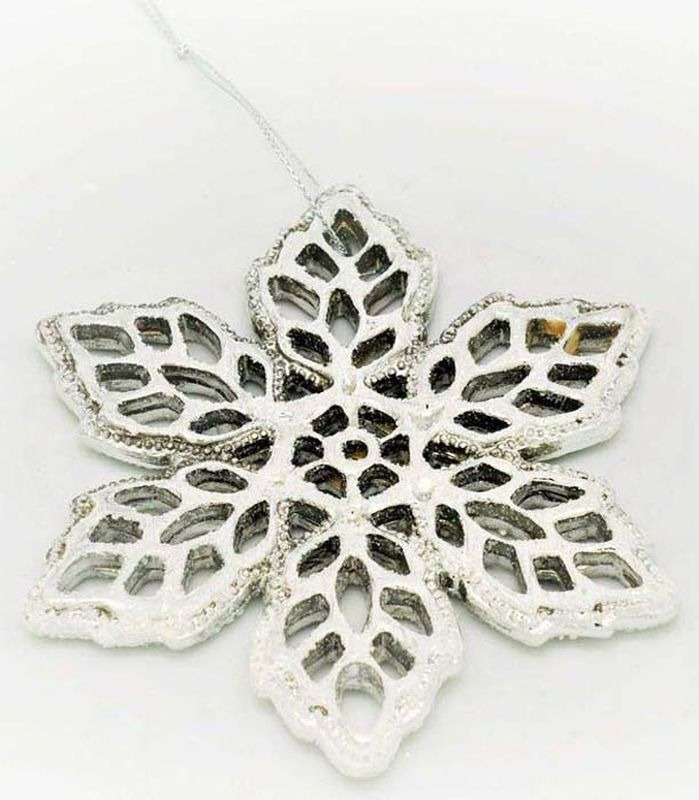 фото Подвесное украшение Яркий Праздник "Снежинка плоская", цвет: белый, 11 см