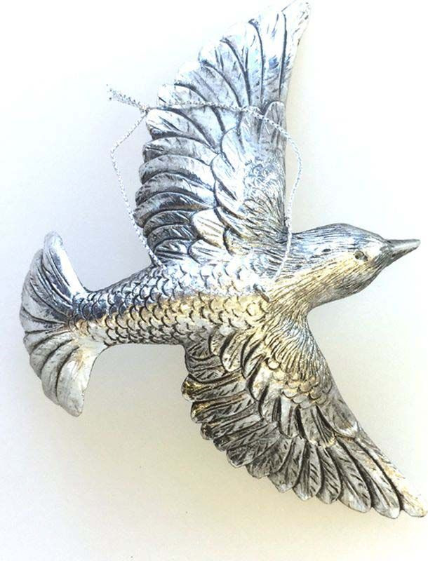 фото Подвесное украшение Яркий Праздник "Птица", цвет: серебристый, 8 см
