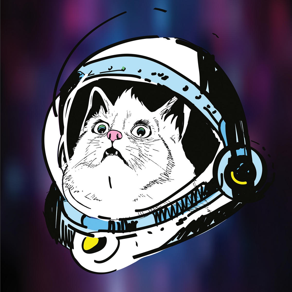 Эскиз тату кот космонавт