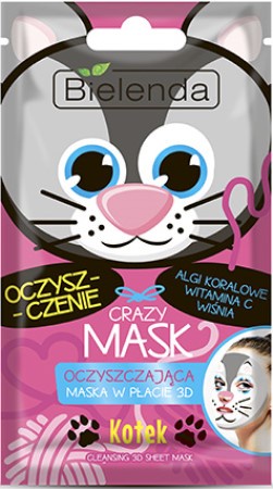 фото Очищающая тканевая маска Котик, "CRAZY MASK", 1шт Bielenda