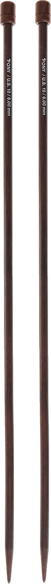 PONY Спицы прямые 6,00 мм/ 35 см, розовое дерево, 2 шт. 33813