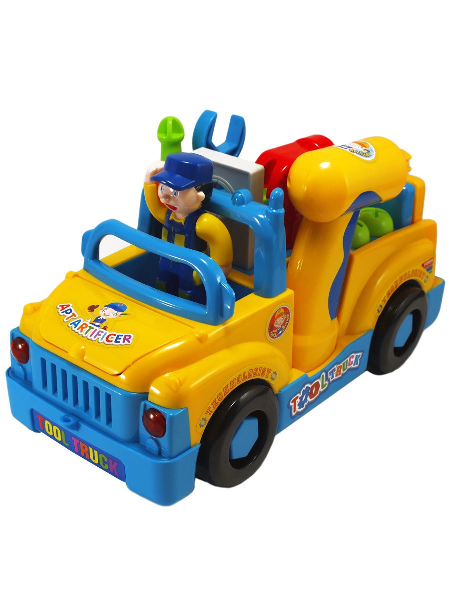 фото Развивающая игрушка LI FA "Машинка с инструментами", 69620, желтый