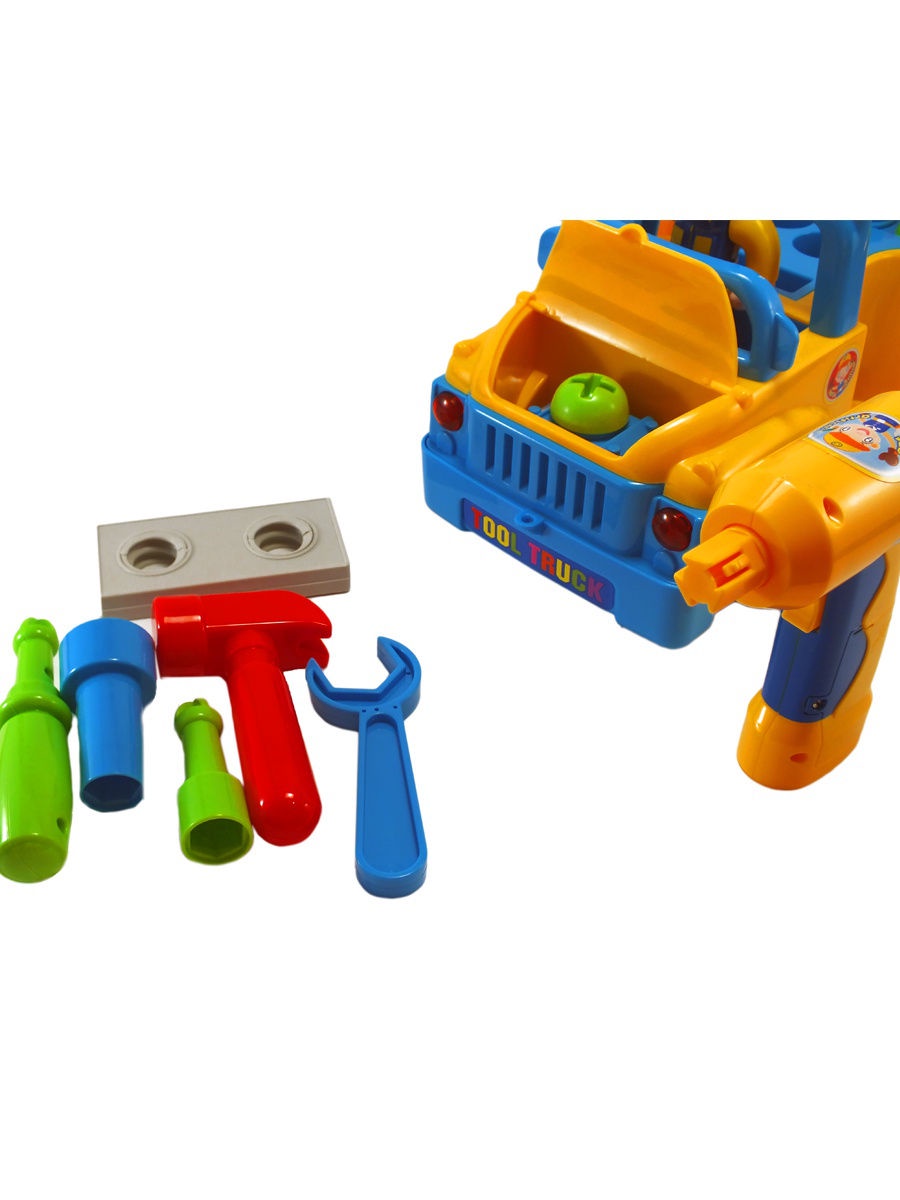 фото Развивающая игрушка LI FA "Машинка с инструментами", 69620, желтый