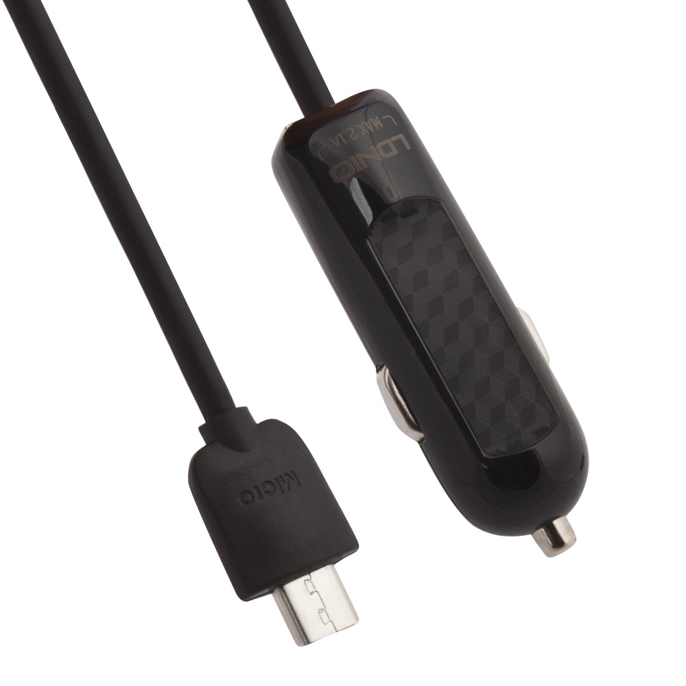 фото Автомобильное зарядное устройство "LDNIO" 1 USB выход 2,1А + кабель Micro USB DL-C25, Black