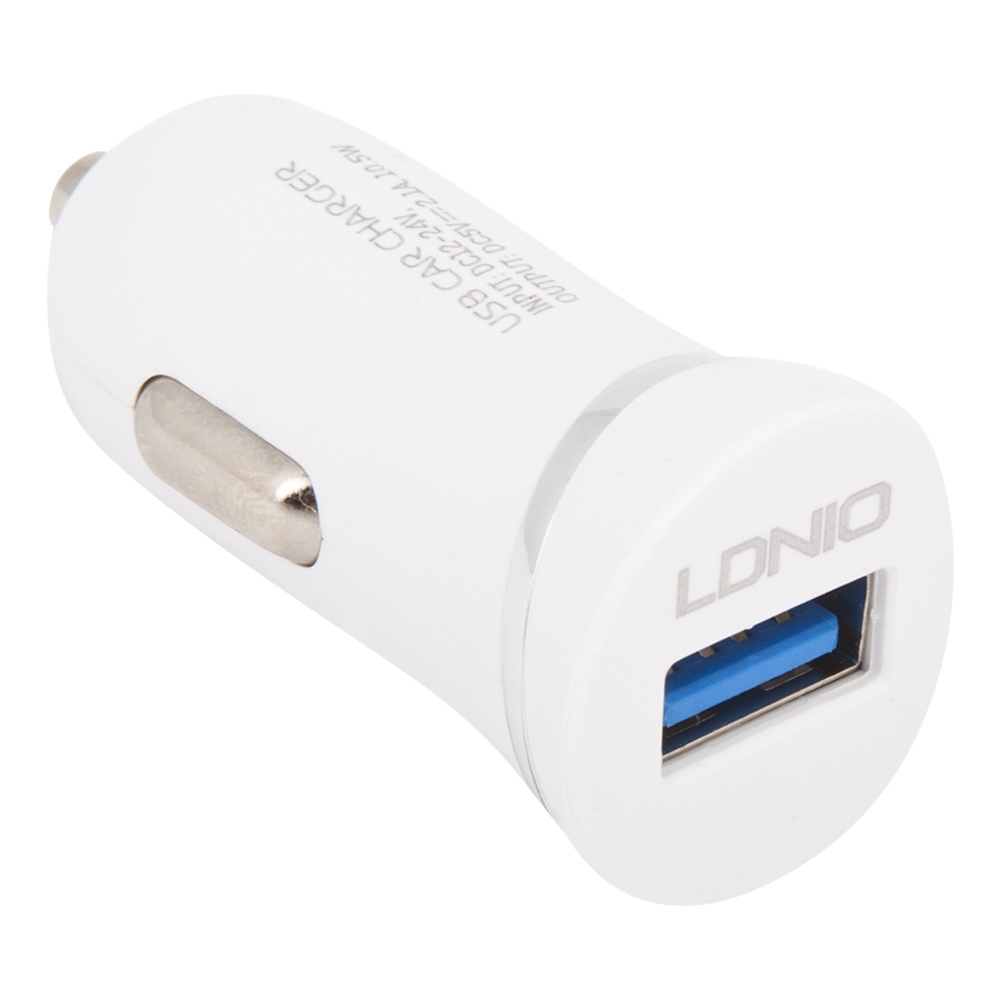 фото Автомобильное зарядное устройство Ldnio 1 USB 2,1А + кабель Apple 8 pin DL-C12, White