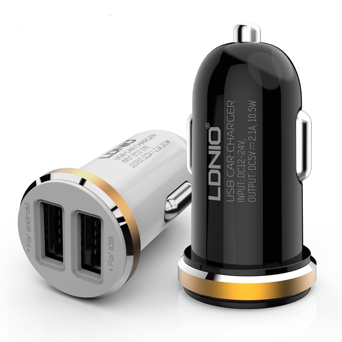 фото Автомобильное зарядное устройство Ldnio 2 USB 2,1А + кабель Micro USB DL-C22, Black