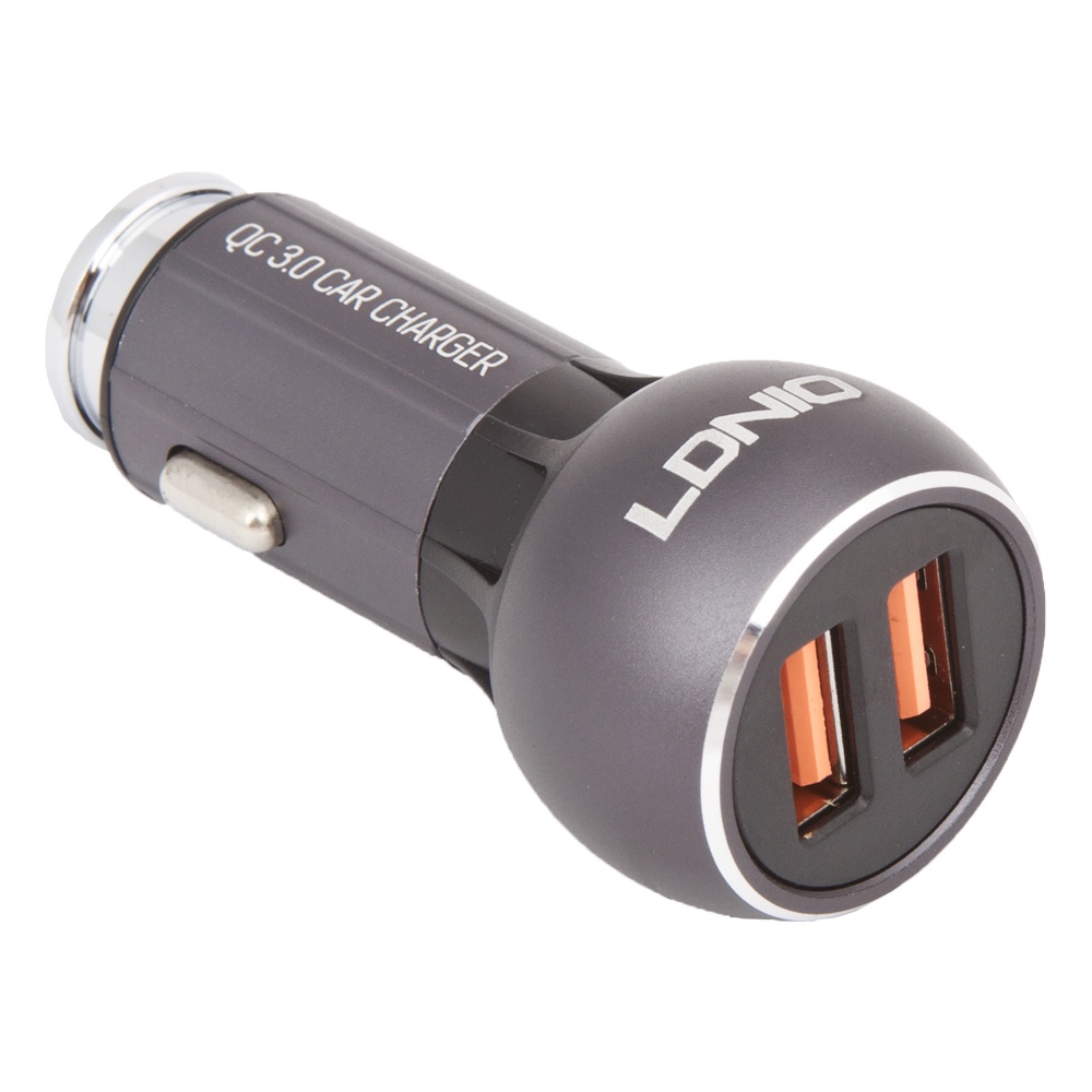 фото Автомобильное зарядное устройство Ldnio 2 USB 3,0А Quick Charge 3.0 36W + кабель USB Type-C C503Q, Gray