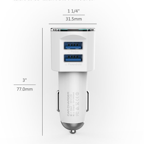 фото Автомобильное зарядное устройство Ldnio 2 USB 3,4А + кабель Apple 8 pin DL-C29, White