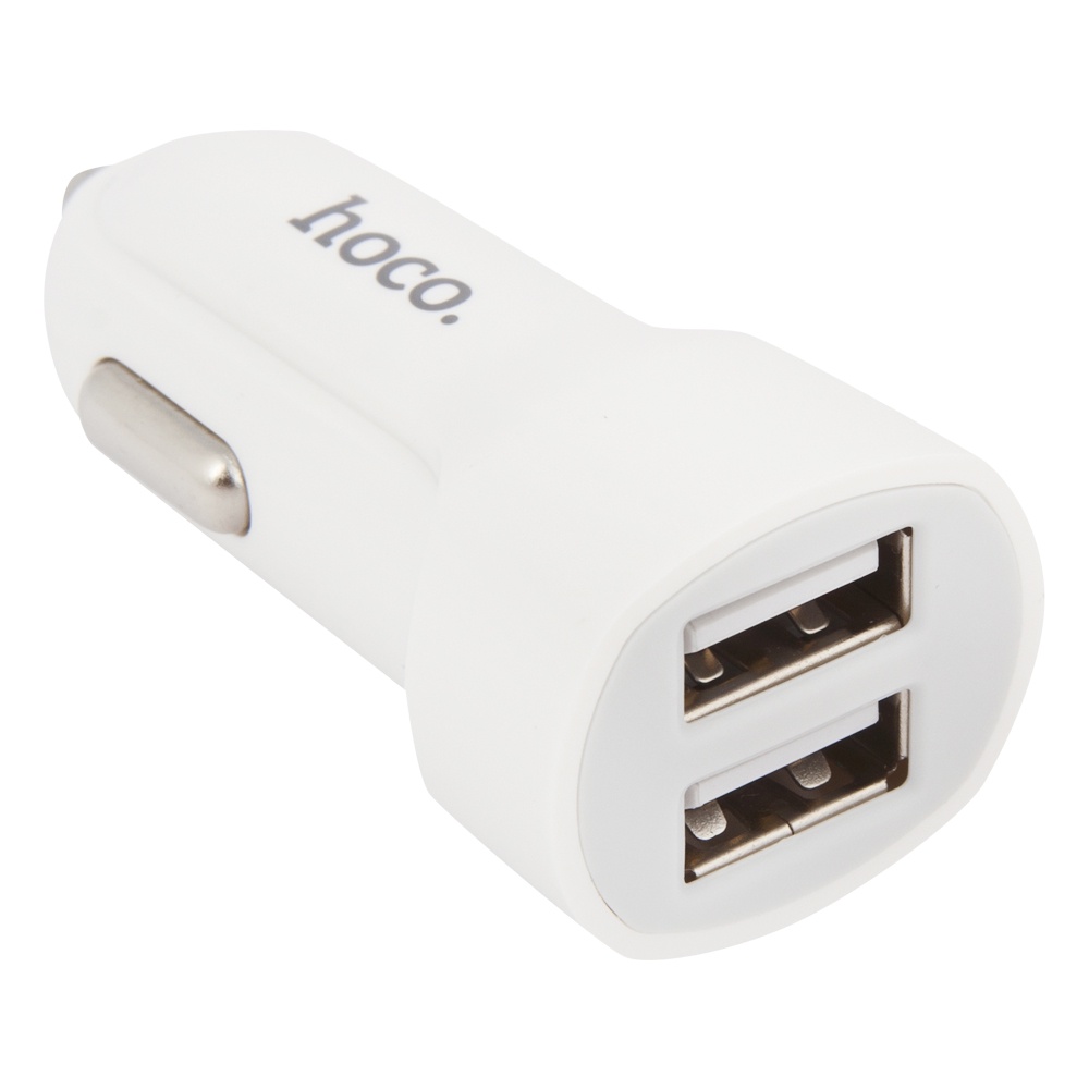 фото Автомобильное зарядное устройство Hoco Z2A Two-Port Car Charger With Micro Cable 2хUSB 2,4A, White