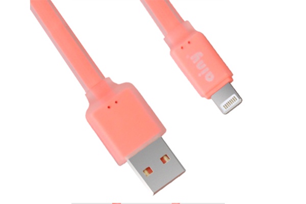 фото Кабель Ainy USB Apple iPhone 5/5S/5C/6/6Plus/iPad Mini/Air,1 м, FA-032D, коралловый