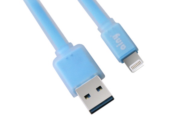 фото Кабель Ainy USB Apple iPhone 5/5S/5C/6/6Plus/iPad Mini/Air, 1 м, FA-032F, голубой