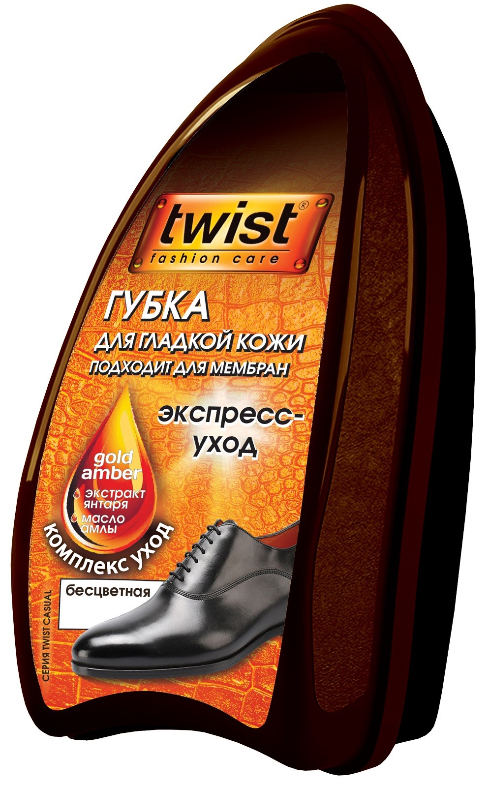 Губка для обуви TWIST для гладкой кожи, бесцветная