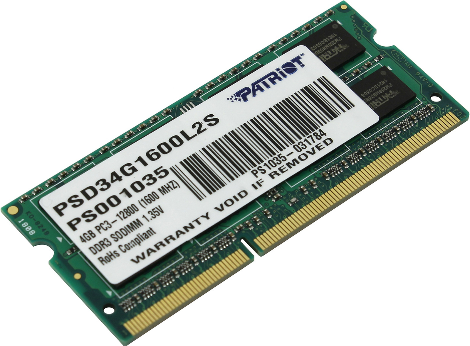 PatriotMemoryОперативнаяпамятьSignatureDDR31600МГц1x4ГБ(PSD34G1600L2S)