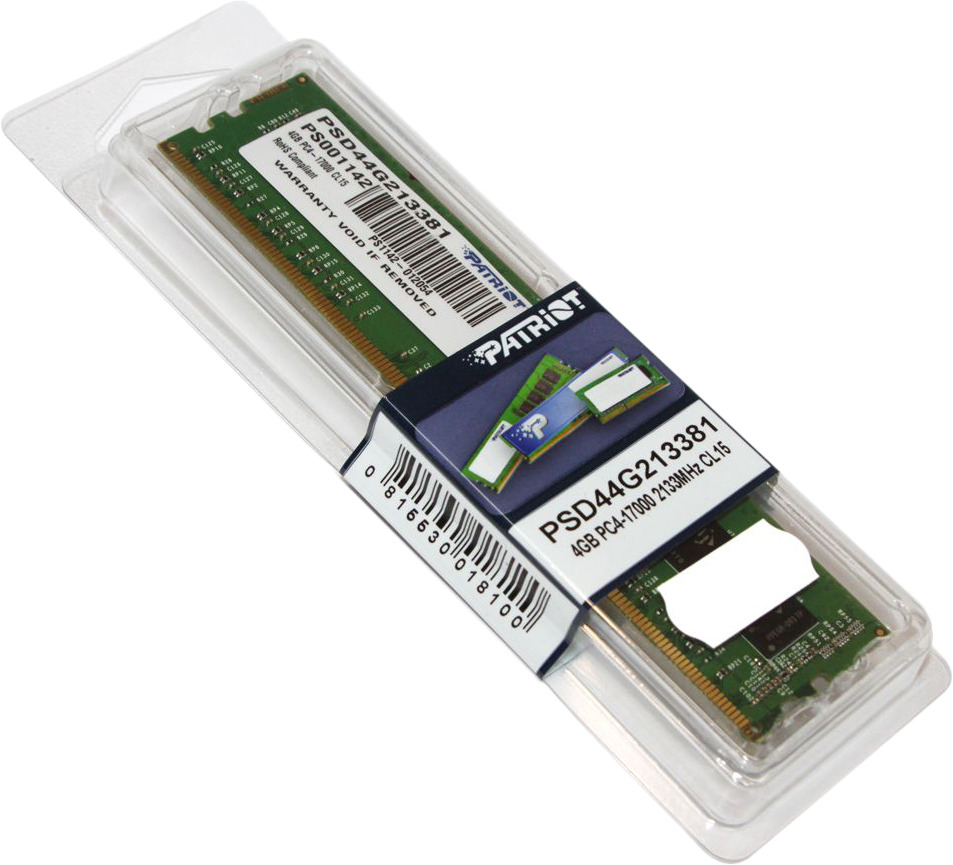 фото Модуль оперативной памяти Patriot DDR4 4Gb 2133MHz, PSD44G213381 Patriot memory