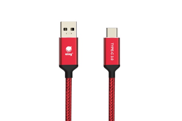 фото Кабель Ainy USB Type-C тканевый с поддержкой Quick Charge 3.0, 1,5 м, FA-138C, красный