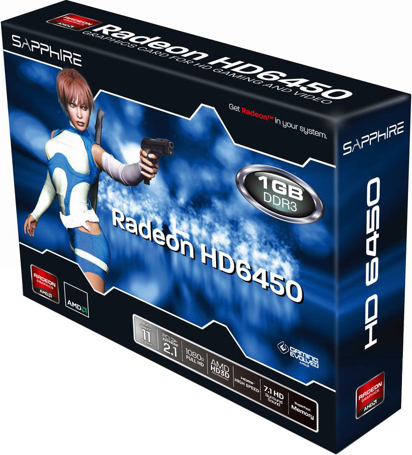 фото Видеокарта Sapphire Radeon HD6450 1GB, 11190-02-20G