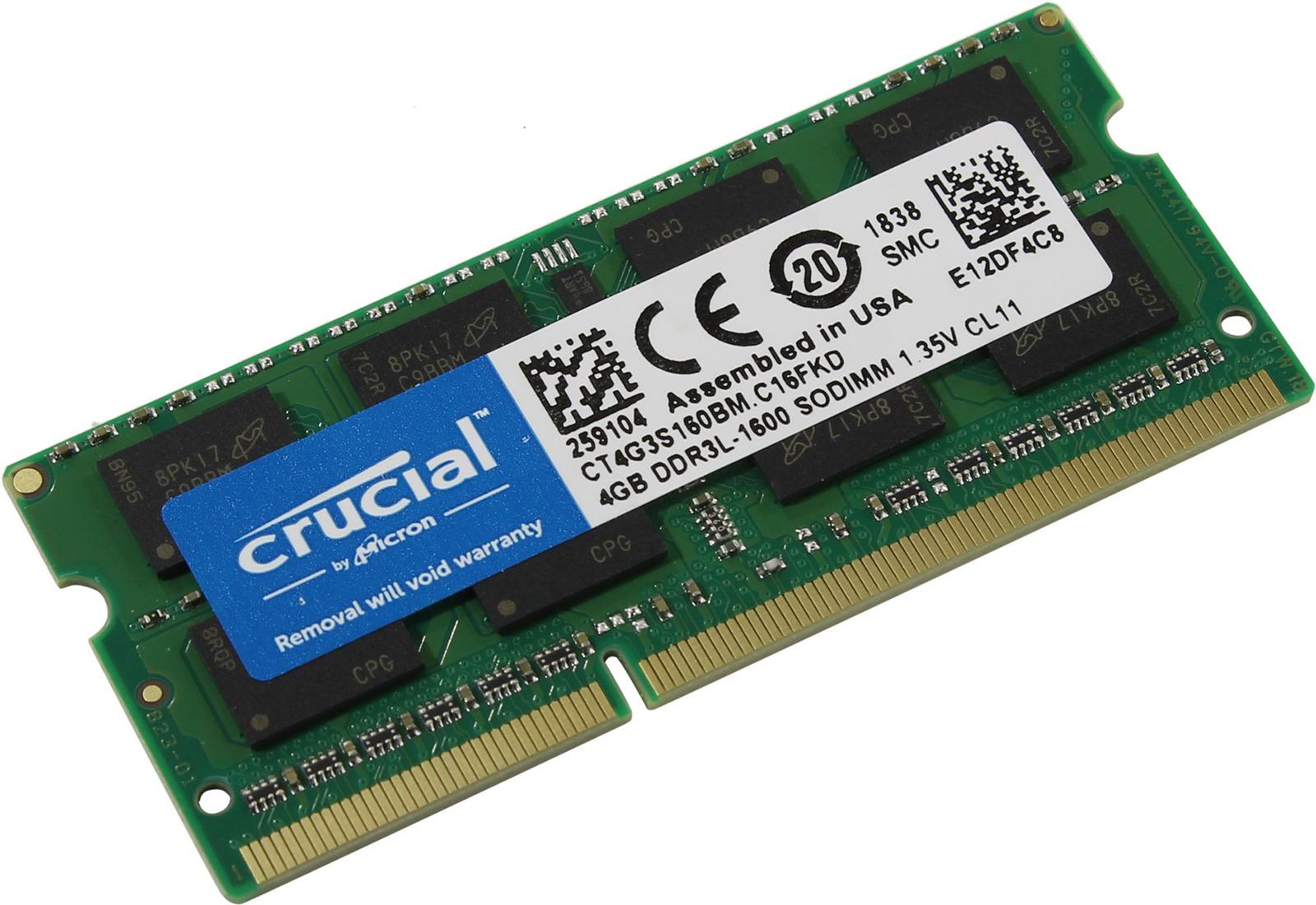 фото Модуль оперативной памяти Crucial DDR3L 4Gb 1600MHz, CT4G3S160BMCEU