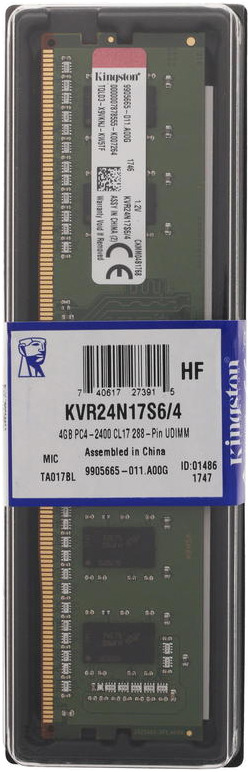 фото Модуль оперативной памяти Kingston DDR4 4Gb 2400MHz, KVR24N17S6/4