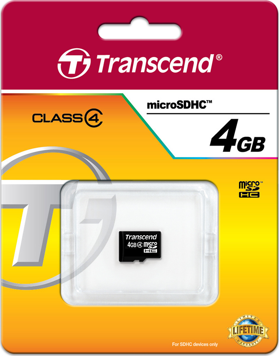 фото Карта памяти Transcend Class 4, без адаптера, TS4GUSDC4, 4GB