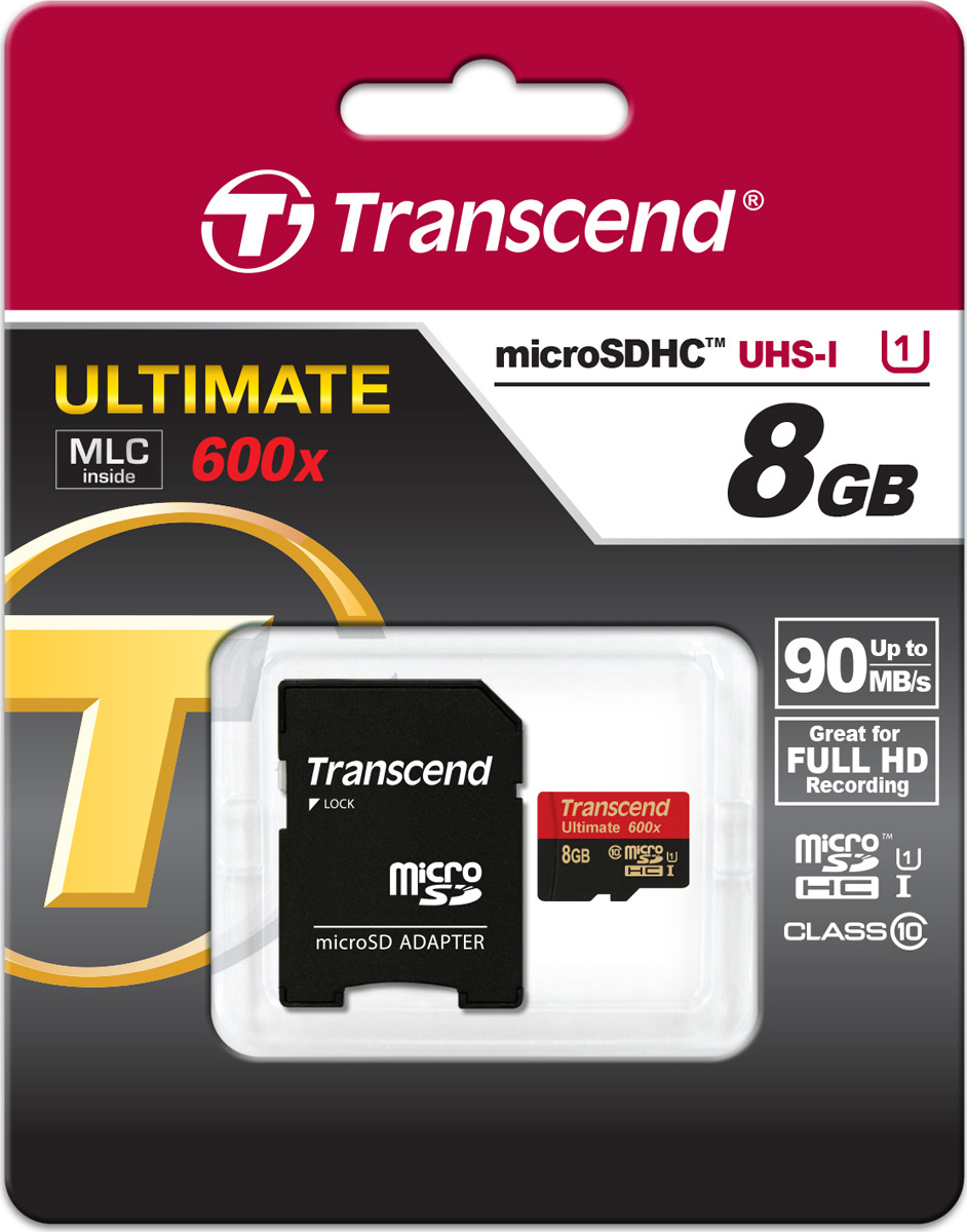 фото Карта памяти Transcend Ultimate UHS-I Class 10 U1, с адаптером, TS8GUSDHC10U1, 8GB