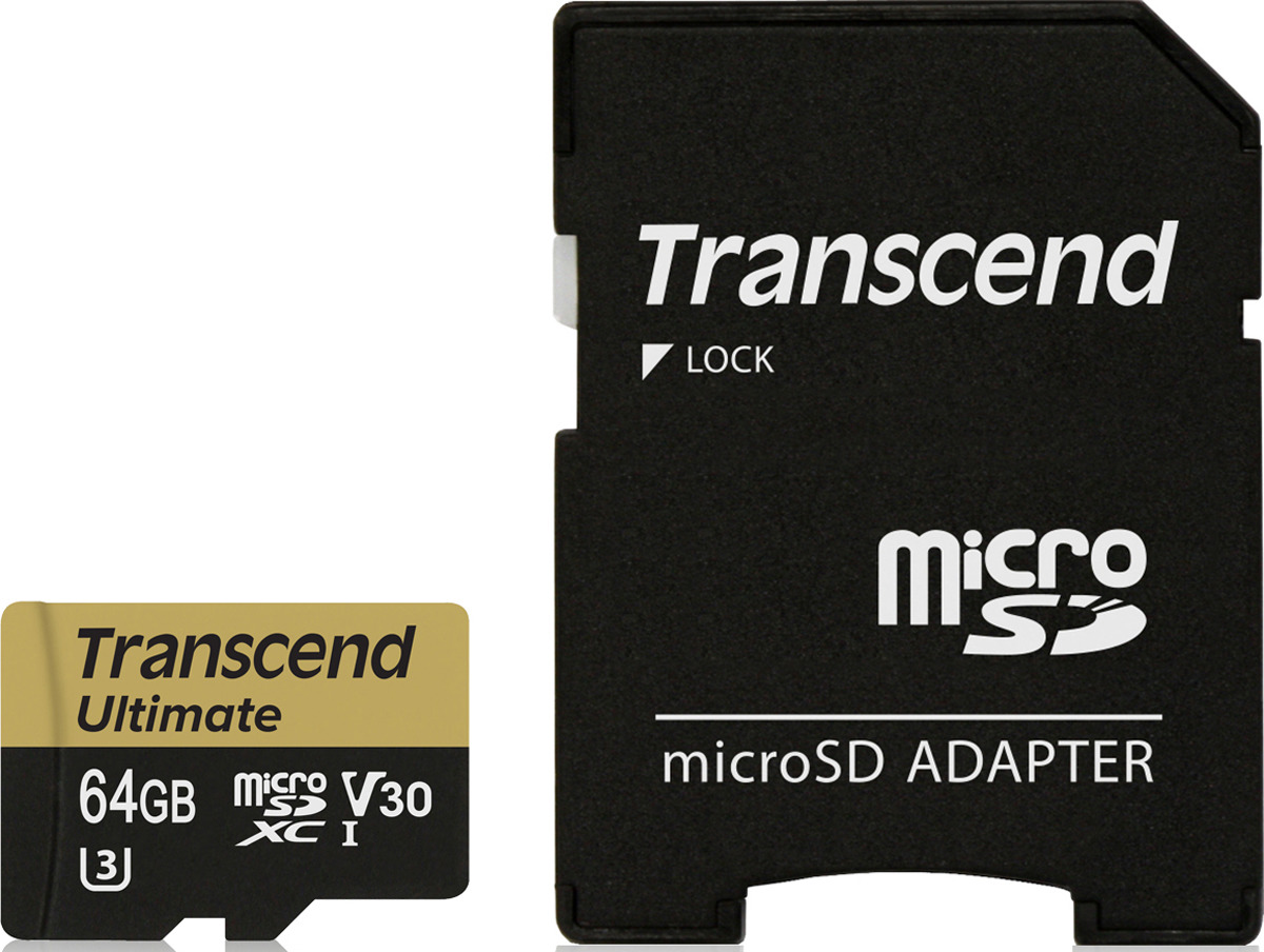 фото Карта памяти Transcend Ultimate UHS-I Class U3 V30, с адаптером, TS64GUSDU3M, 64GB