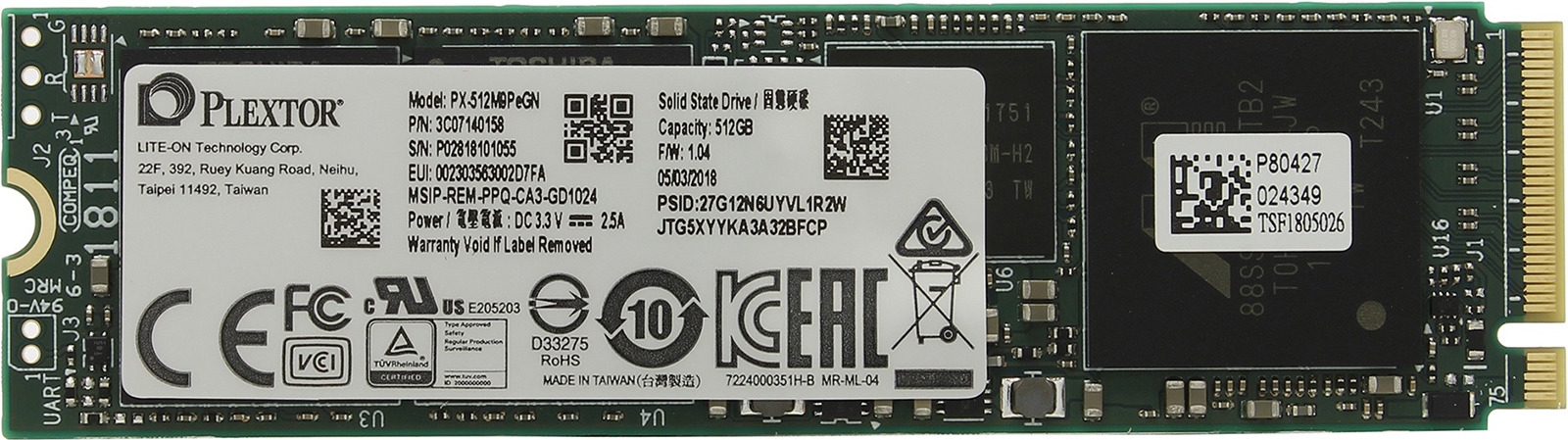 фото SSD накопитель Plextor M9Pe 512GB, PX-512M9PEGN