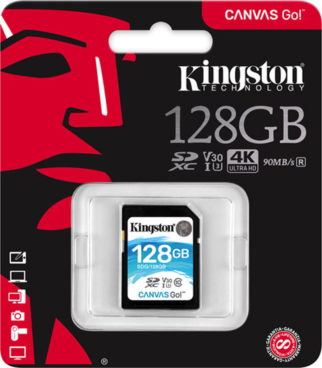 фото Карта памяти Kingston Canvas Go! UHS-I Class U3 V30, SDG/128GB, 128GB