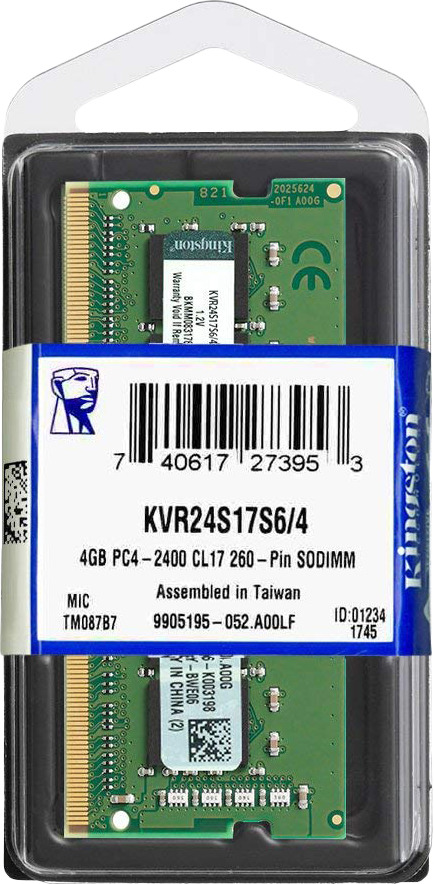 фото Модуль оперативной памяти Kingston DDR4 4Gb 2400MHz, KVR24S17S6/4