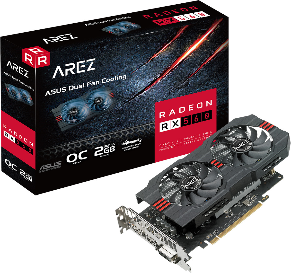 фото Видеокарта ASUS AREZ Radeon RX 560 OC 2GB, AREZ-RX560-O2G-EVO