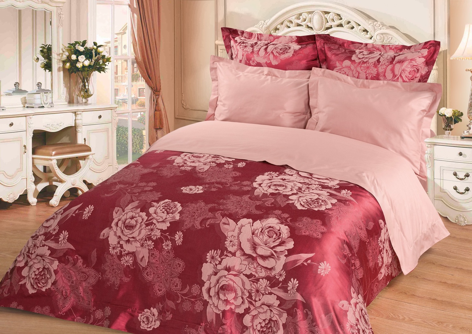 фото Комплект постельного белья BegAl, ЖКЭ001-101, бордовый, 1.5 спальный