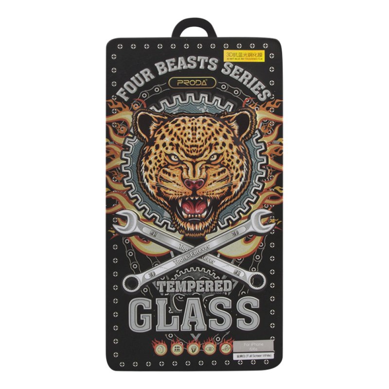 фото Защитное стекло REMAX Four Beasts Tempered Glass для iPhone 6/6S с рамкой, 0L-00036424, белый